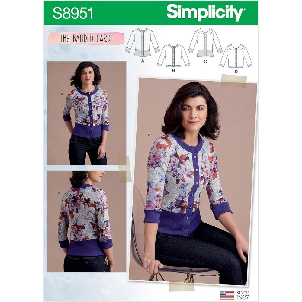 Simplicity S8951 Womens Banded Cardigan Sewing Pattern Sizes 14-22 Double‎ Knit
